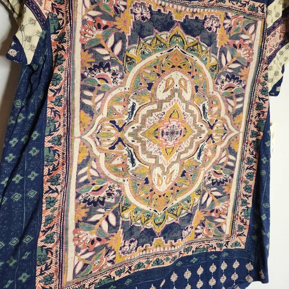 NWT Lucky Brand Persian Carpet Scoop Neck Short Sleeve Tee Shirt Navy XL - Picture 8 of 16